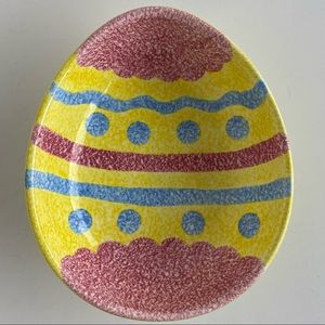 Easter egg bowl vintage 6.5" X 7 3/4” Hand painted in Thailand yellow pink blue